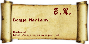 Bogye Mariann névjegykártya